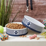 Bone Dry Paw & Patch Seramik Evcil Hayvan Koleksiyonu, Büyük Set, 19 x 6 cm, Deniz Mavisi, 2 Parça - Seçenekler: Medium (Pack of 1), Small Round (2), Large Round (2)...