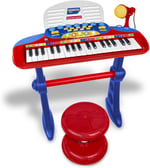 Bontempi | MiniKeyFun - Tastiera Giocattolo Piccoli Musicisti con Microfono, Sgabello e Leggio, Rosa, 54,4 x 32,9 x 15,9 cm