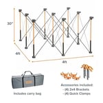 BORA Centipede CK9S 76,2 cm Yükseklik Taşınabilir Çalışma Standı, 4 X-Bardak, 4 Hızlı Kelepçe, Taşıma Çantası, Taşınabilir İş Desteği Testere Tezgahı, 4Ft x 4Ft, 30