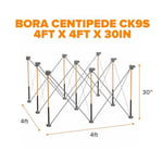 BORA Centipede CK9S 76,2 cm Yükseklik Taşınabilir Çalışma Standı, 4 X-Bardak, 4 Hızlı Kelepçe, Taşıma Çantası, Taşınabilir İş Desteği Testere Tezgahı, 4Ft x 4Ft, 30