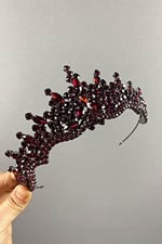 Bordo Annaber Taşlı Kına Ve Gelin Tacı