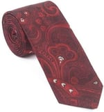 Bordo Beyaz Şal Motif Desen Kravat Mendil Set