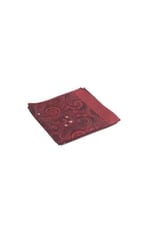 Bordo Beyaz Şal Motif Desen Kravat Mendil Set