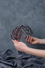 Bordo Çift Taraflı Selena Model Kına Ve Gelin Tacı