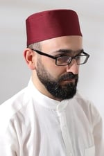 Bordo Kapitone Osmanlı Tuğrası Nakışlı Kalıp Namaz Takkesi