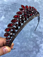 Bordo Kristal Taşlı Elanur Model Kına Ve Gelin Tacı