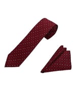 Bordo Küçük Şal Desen Kravat Mendil Set