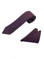 Bordo Yeşil Desenli Kravat Mendil Set
