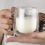 Borosilikat 2 Adet Çift Cidarlı Kupa Bardak, 250 Ml Kulplu Cam Çay Kahve Süt Kupa Borosilikat Bardak