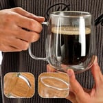 Borosilikat 2 Adet Çift Cidarlı Kupa Bardak, 250 Ml Kulplu Cam Çay Kahve Süt Kupa Borosilikat Bardak