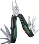 Bosch 16'sı 1 arada çok amaçlı alet, DIY, outdoor ve kamp için çok amaçlı alet, paslanmaz çelik, kilitleme fonksiyonu, yumuşak tutuş, 16 fonksiyon, pense, makas, tornavida, bıçak, testere vb