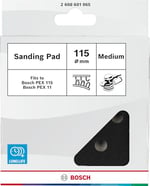Bosch Accessories Professional zımpara pedi (Pex 115 için, orta, çap 115 mm, eksantrik zımpara makinesi aksesuarı), 45 cm x 40 cm x 25 cm