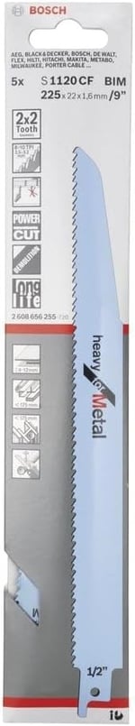 Bosch - Heavy Serisi Metal için Panter Testere Bıçağı S 1120 CF - 5'li - Seçenekler: 1 x 5 S123XF, 150 mm, 150 x 16 mm , 5 St. ( ZT 1,8 mm)...