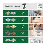 Bosch Home and Garden 06039D8005 EasyDrill 18V-40 akülü tornavida (2 akü 2,0 Ah, 18 Volt sistem, çantada)