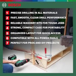 Bosch Home and Garden X/Line 30 Parça Titanyum Aksesuar Seti, Matkap uçları, Vidalama uçları, Üniversal Tutucu, Havşa açıcı, Uzun Ömürlü, Yeşil