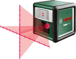 Bosch Home & Garden Quigo Plus Çapraz Çizgi Lazeri (+- 0,8 mm Hassasiyet, 6 sn. Otomatik Nivelman Süresi, 2 x AA Pil, 1,1 mm Alüminyum Sehpa, Hedef Tahtası, Karton Kutu)