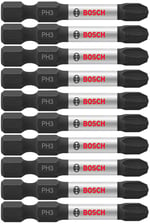 BOSCH ITPH32B 10'lu Paket 2'li Phillips #3 Darbeli Sert Vidalama Güç Uçları - Seçenekler: 2 In., 3-1/2 In.