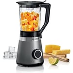 Bosch MMB6172S Standmixer VitaPower Series 4, 1200 W, 30,000 U/dak, Almanya katı kesiciler yapılan, Stopfer, 1.5 L Behälter Thermosafe Glas, Gümüş