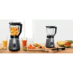 Bosch MMB6172S Standmixer VitaPower Series 4, 1200 W, 30,000 U/dak, Almanya katı kesiciler yapılan, Stopfer, 1.5 L Behälter Thermosafe Glas, Gümüş