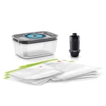 Bosch MSZV6FS1 vakumlu saklama seti, vakum pompası, 1,0 l Tritan vakumlu saklama kabı, 3 vakumlu saklama torbası (1,2 l ve 3,8 l), BPA içermez, bulaşık makinesinde yıkanabilir