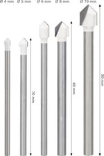 Bosch Pro Cyl-9 Fayans Matkabı Seti, 5 Parça, Seramik, Gri - Bedenler: 8mm, 10mm