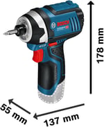 Bosch Professional 12 V Sistem Akülü Darbeli Vidalama Makinesi GDR 12V-105 (L-BOXX İçi Dahil, Pil/Şarj Cihazı Dahil Değildir