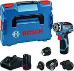 Bosch Professional 12 V Sistem Akülü Matkap GSR 12V-35 FC - FlexiClick Sistemi (2 x 3.0 Ah Akü Dahil, Hızlı Şarj Cihazı GAL 12V-40, 4 x Başlık, L-BOXX)