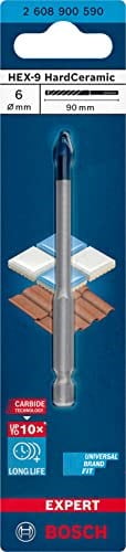 Bosch Professional 1x Expert HEX-9-HardCeramic Matkap Ucu (Sert fayanslar, Ø 6 mm, Aksesuar Döner Matkap/Vidalamalar) - Seçenekler: Ø 5 mm, Ø 6 mm, Ø 8 mm, Ø 4-10 mm, Ø 5-8 mm, 1 adet, Set