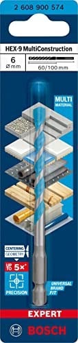 Bosch Professional 1x EXPERT HEX-9 MultiConstruction Delme Uçları (Beton, Yumuşak döşemeler, Çelik, Yumuşak ahşap, Plastik, Ø 6,00x100 mm, Aksesuar Döner Matkap/Vidalamalar)