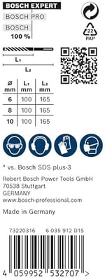 Bosch Professional 3 parça Expert SDS plus-7X Kırıcı Delici Delme Uçları (Yumuşak taş, Sert taş, Beton, Donatılı beton, Beton bina bloku, Ø 6-10 mm, Aksesuar Kırıcı Delici)