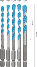 Bosch Professional Accessories 5x Expert Hex-9 Multiconstruction Delme Ucu Setleri (Beton, Yumuşak Döşemeler, Çelik, Yumuşak Ahşap, Plastik, 4-8 mm, Aksesuar Döner Matkap/Vidalamalar)
