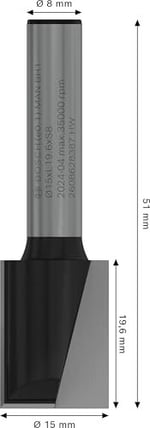 Bosch Professional Ahşap İçin Standart Yiv Frezesi (Ø 15 Mm, Çalışma Uzunluğu 19,6 Mm, El Frezesi Aksesuarı, 8 Mm) - Seçenekler: D1 4 mm, L 8 mm, G 51 mm, D1 12 mm, L 32 mm, G 62 mm...