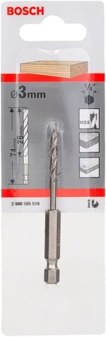 Bosch Professional Altıgen Şaftlı Ahşap Matkap Ucu 3 * 74 mm - Seçenekler: Durchmesser: 2/Gesamtlänge in mm: 62...