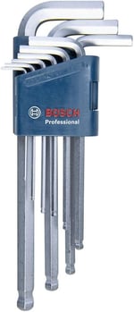 Bosch Professional alyan anahtar seti 1600A01TH5, HEX 9 parça açılı anahtar, 1.5-10.0 mm, mavi