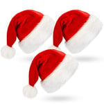 BOSONER Noel Şapkası Noel Baba Şapkası, Yetişkinler Çocuklar için Noel Şapkası, Üniseks Kadife Rahat Noel Şapkaları, Noel Arifesi Hediyeleri için Ekstra Kalın Klasik Kürk Yeni Yıl Şenlikli Tatil Parti