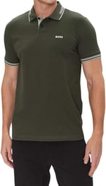 BOSS Erkek Paul Curved Polo streç pike, kavisli logolu T-shirt