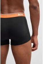 BOSS Erkek Trunk 3P Power üçlü paket dar oturan boxer şort, streç pamuk, kısa bacaklı ve belde logolu