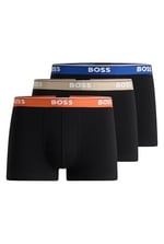 BOSS Erkek Trunk 3P Power üçlü paket dar oturan boxer şort, streç pamuk, kısa bacaklı ve belde logolu