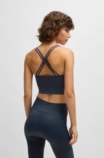 BOSS Lacivert Slim Fit Dokuma Spor Sütyen, M Beden
