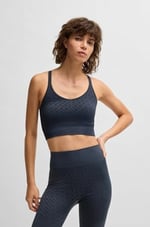 BOSS Lacivert Slim Fit Dokuma Spor Sütyen, M Beden