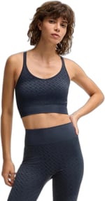 BOSS Lacivert Slim Fit Dokuma Spor Sütyen, L Beden