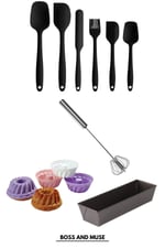 bossandmuse 9 Parça Silikon Kek Kalıbı Metal Kek Kalıbı Silikon Spatula Metal Çırpıcı