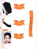 Boyunluk, Bone (SİLİKONLU FIRFIRLI KAYMAZ BONE), Kolluk (ÜÇLÜ SET) siyah Hijab Tesettür
