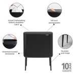Brabantia Bo Matt Black Dokunmatik Çöp Kutusu 36 L