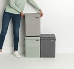 Brabantia - İstiflenebilir çamaşır sepeti, kolay doldurulur ve boşaltılır - büyük hacim - hızlı şekilde düz katlanır - hafif ve sağlam saplar - gri - 35 L - 37,0 x 44,5 x 32,0 cm