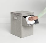 Brabantia - İstiflenebilir çamaşır sepeti, kolay doldurulur ve boşaltılır - büyük hacim - hızlı şekilde düz katlanır - hafif ve sağlam saplar - gri - 35 L - 37,0 x 44,5 x 32,0 cm