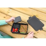 Brabantia Plastik Make & Take Öğle Yemeği Kutusu Bento (2L) Klipsli Gıda Ayırma Kapağı için Çıkarılabilir Bölmeler - Koyu Gri - 25,5 x 16,7 x 6,2 cm