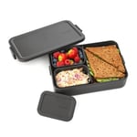 Brabantia Plastik Make & Take Öğle Yemeği Kutusu Bento (2L) Klipsli Gıda Ayırma Kapağı için Çıkarılabilir Bölmeler - Koyu Gri - 25,5 x 16,7 x 6,2 cm