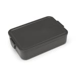 Brabantia Plastik Make & Take Öğle Yemeği Kutusu Bento (2L) Klipsli Gıda Ayırma Kapağı için Çıkarılabilir Bölmeler - Koyu Gri - 25,5 x 16,7 x 6,2 cm