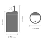 Brabantia Rubbish Bin, Paslanmaz Çelik, Mat Çelik